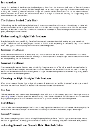 Accomplishing Sleek and Smooth Hair: The Power of Straight Hair Products