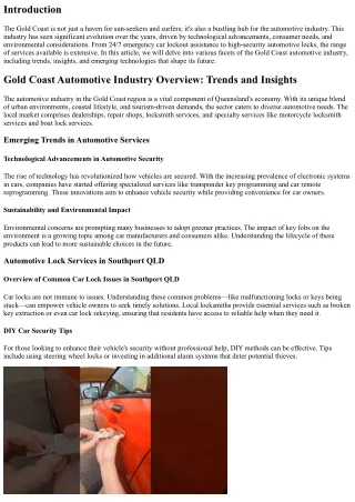 Gold Coast Automotive Industry Overview: Trends and Insights