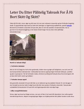 Leter Du Etter Pålitelig Takvask For Å Få Bort Skitt Og Skitt?