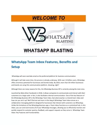 WhatsApp Team Inbox Features, Benefits and Setup