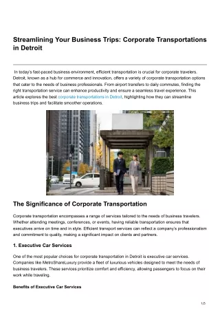 Streamlining Your Business Trips Corporate Transportations in Detroit