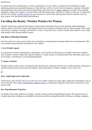 Unveiling the Beauty: Wooden Watches for Women