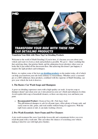Transform Your Ride with These Top Car Detailing Products