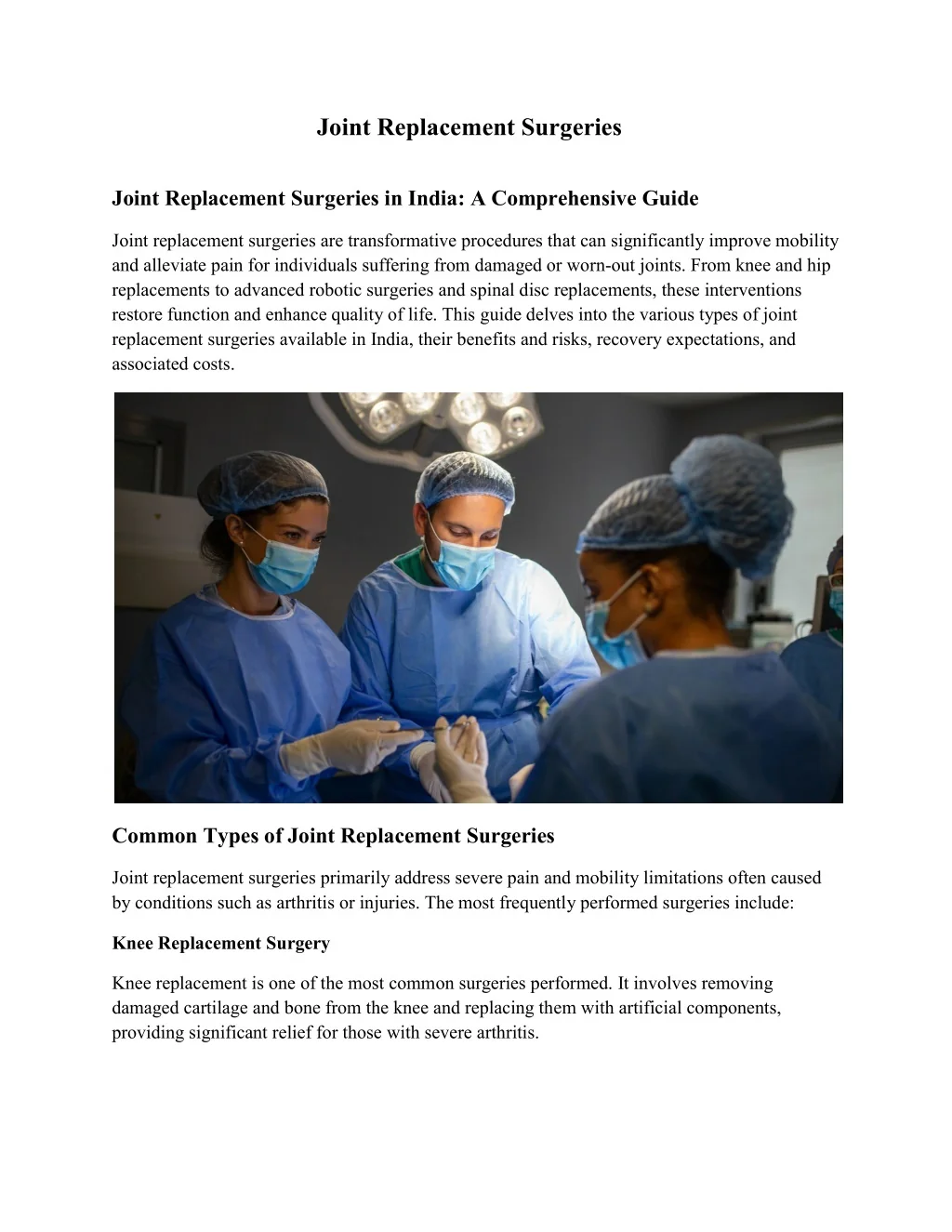 PPT - Joint Replacement Surgeries PowerPoint Presentation, free ...