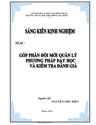 Góp phần đổi mới quản lý phương pháp dạy học và kiểm tra đánh giá
