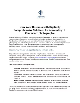 Grow Your Business with Digifinity Comprehensive Solutions for Accounting, E-Commerce Photography,