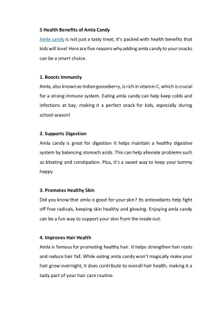 5 Health Benefits of Amla Candy