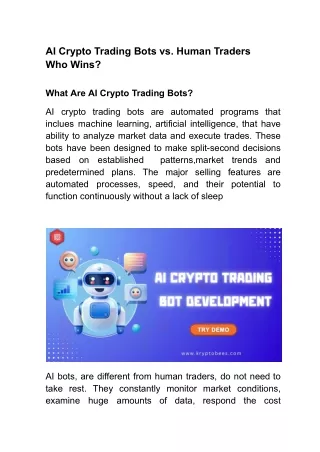 AI Crypto Trading Bots vs. Human Traders Who Wins?