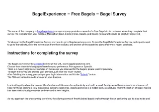 BagelExperience – Free Bagels – Bagel Survey