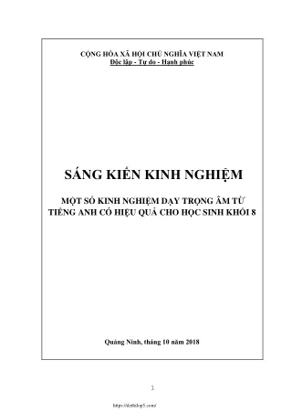 Một số kinh nghiệm dạy trọng âm từ Tiếng Anh có hiệu quả cho học sinh Khối 8