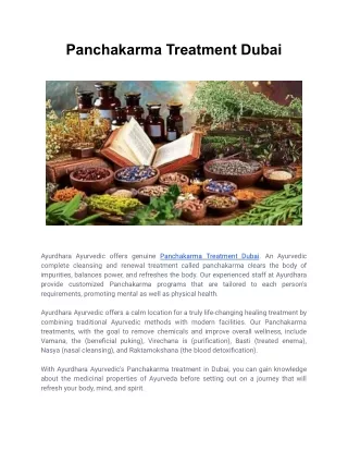 Panchakarma Treatment Dubai