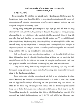 Phương pháp bồi dưỡng học sinh giỏi môn Sinh học 9