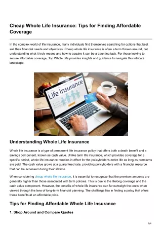 Cheap Whole Life Insurance Tips for Finding Affordable Coverage