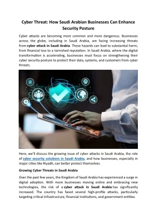 Cyber Threat How Saudi Arabian Businesses Can Enhance Security Posture
