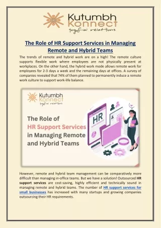 The Role of HR Support Services in Managing Remote and Hybrid Teams