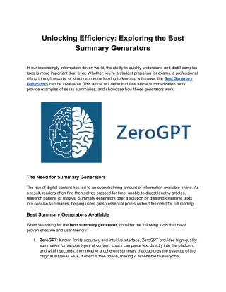 Free AI Summary Generator | ZeroGPT