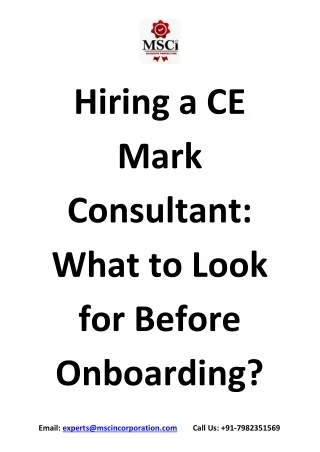 Best CE Mark Consultants | CE Marking Consulting Services - MSCi