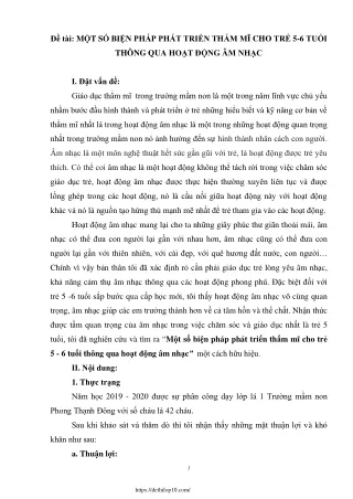 Một số biện pháp phát triển thẩm mĩ cho trẻ 5-6 tuổi thông qua HĐ âm nhạc