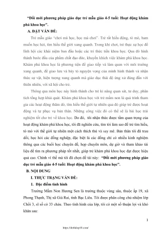 Đổi mới phương pháp giáo dục trẻ mẫu giáo 4-5 tuổi: Hoạt động khám phá khoa học