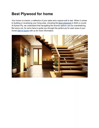 Best Plywood for home
