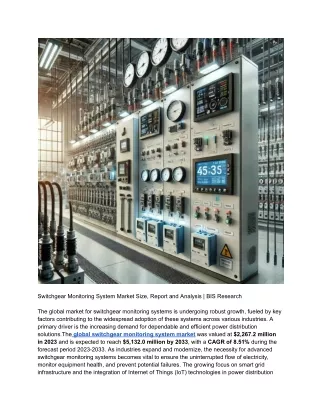 Switchgear Monitoring System Market Size, Report and Analysis _ BIS Research