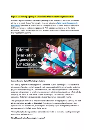 Digital Marketing Agency in Ghaziabad Duplex Technologies