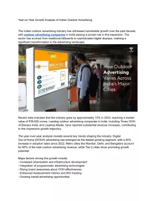 Year-on-Year Growth Analysis of Indian Outdoor Advertising