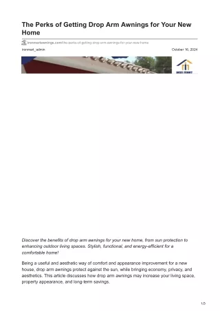 ironmartawnings.com-The Perks of Getting Drop Arm Awnings for Your New Home