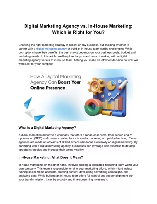Digital Marketing Agency vs