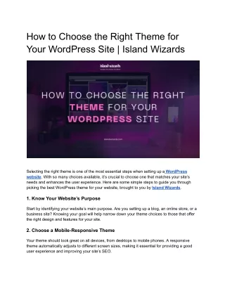 How to Choose the Right Theme for Your WordPress Site _ Island Wizards