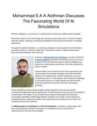 mohammad s a a alothman discusses the fascinating world of ai simulations