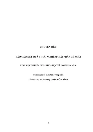 Báo cáo kết quả thực nghiệm giải pháp đề xuất