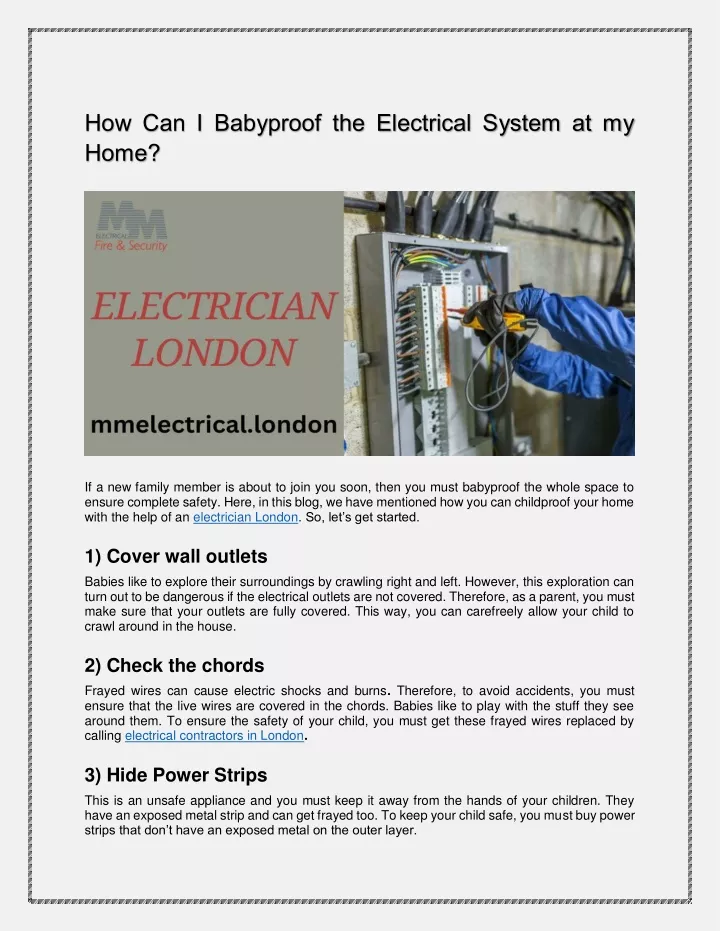 how can i babyproof the electrical system