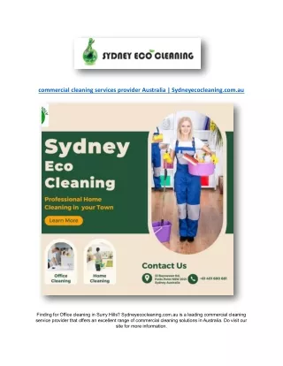 commercial cleaning services provider Australia | Sydneyecocleaning.com.au