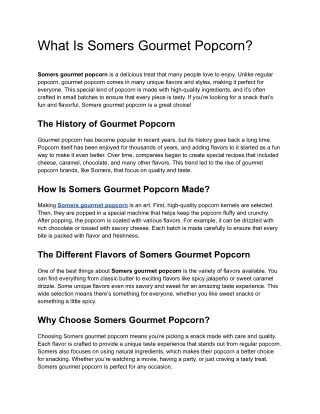 What Is Somers Gourmet Popcorn?
