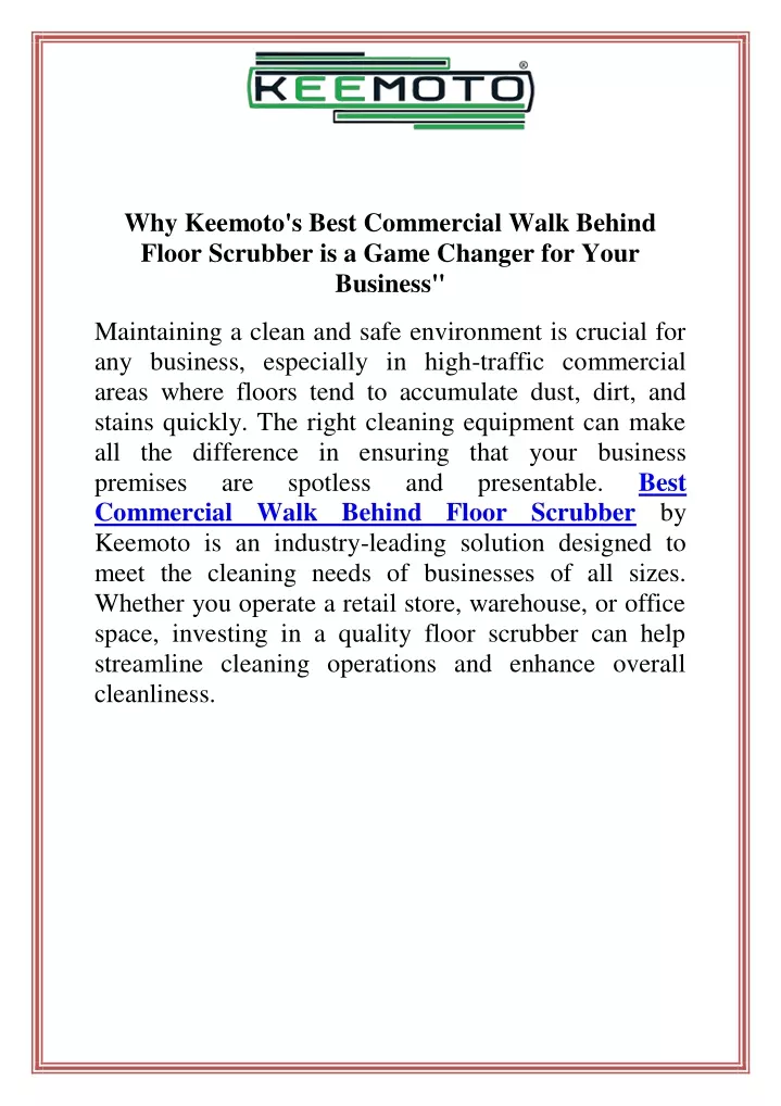 why keemoto s best commercial walk behind floor