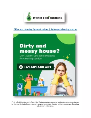 office eco cleaning pyrmont sydney