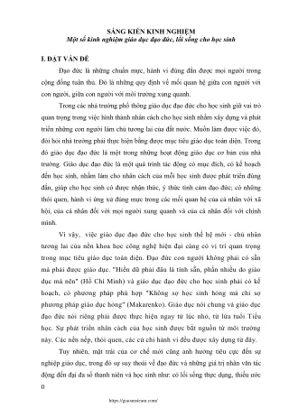 Một số kinh nghiệm giáo dục đạo đức, lối sống cho học sinh