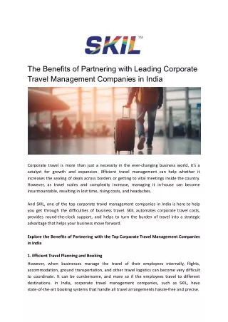 The Benefits of Partnering with Leading Corporate Travel Management Companies in India