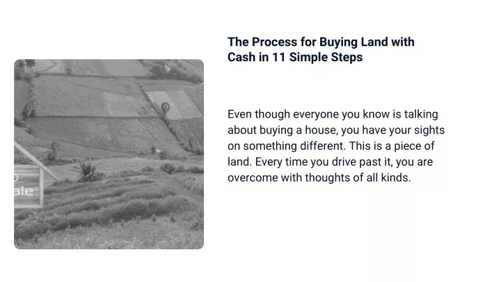 the process for buying land with cash