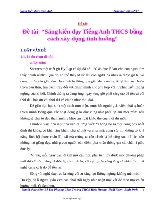 Sáng kiến dạy Tiếng Anh THCS bằng cách xây dựng tình huống