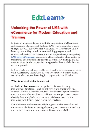 Unlocking the Power of LMS with eCommerce for Modern Education and Training