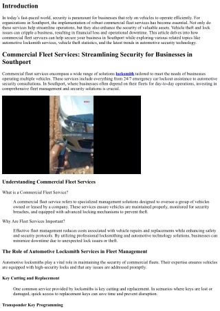 Commercial Fleet Services: Streamlining Security for Businesses in Southport