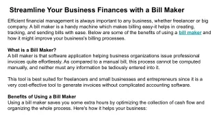Bill Maker: Streamline Your Billing Process