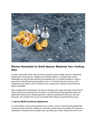 Kitchen Essentials for Small Spaces_ Maximize Your Cooking Area