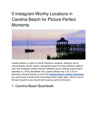 5 Instagram-Worthy Locations in Carolina Beach for Picture-Perfect Moments-