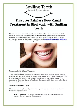 Restore Your Dental Health with Root Canal Treatment in Bhoiwada