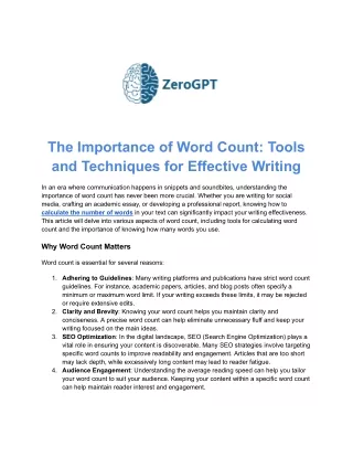 Calculate the Number of Words Quickly | ZeroGPT