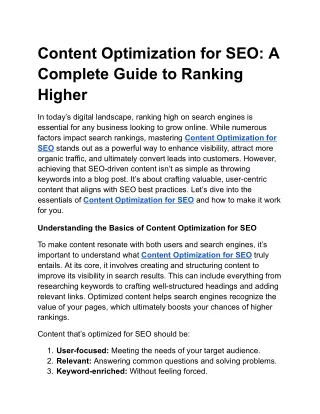 content optimization for seo a complete guide