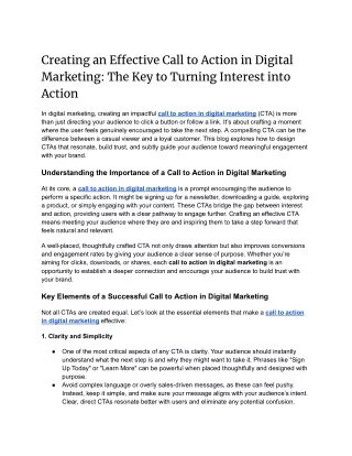 Creating an Effective Call to Action in Digital Marketing: The Key to Turning In